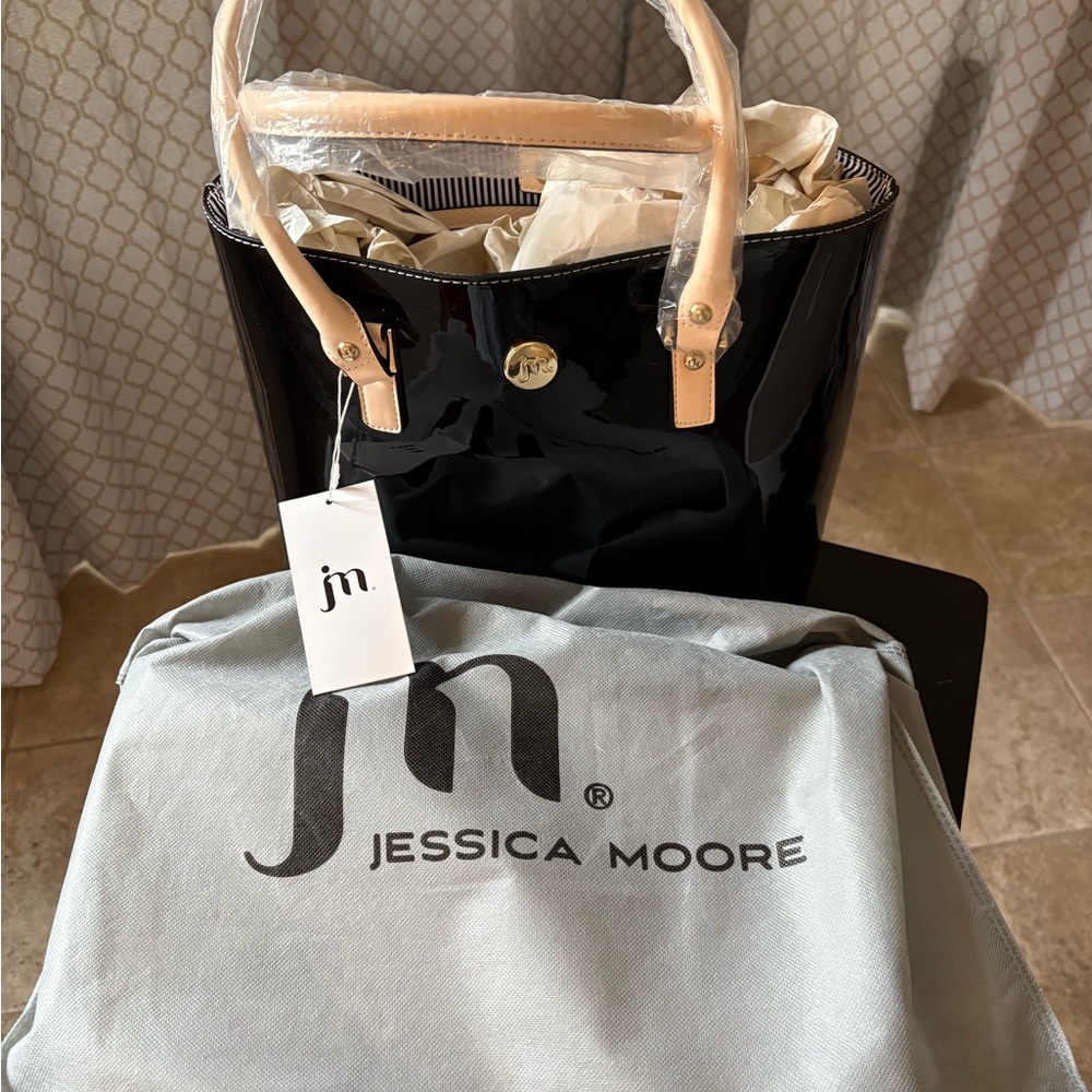 Brand New Black and Tan Structured Tote Bag